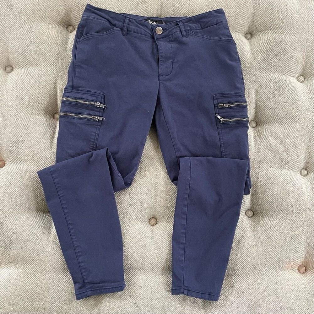 Nanette Lepore Moto Style Pants Navy Blue 10